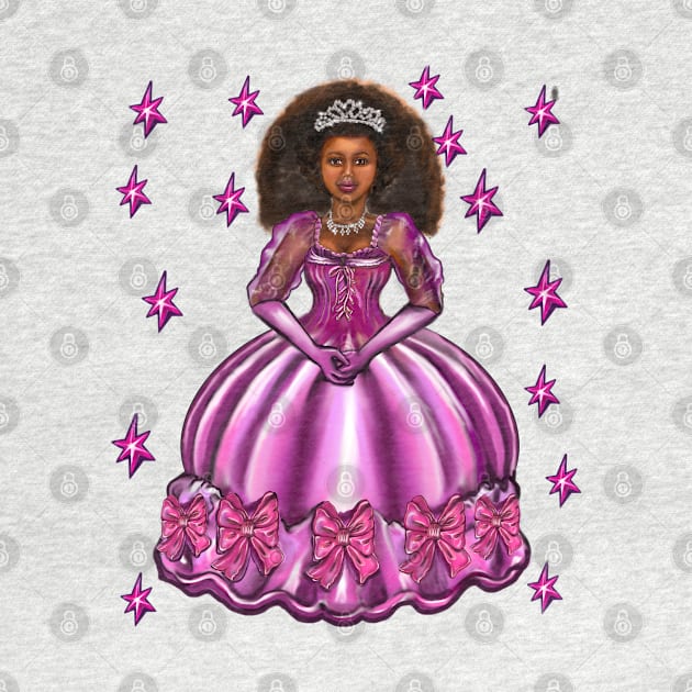 Princess -  Black Afro Princess in purple with stars  7 ! beautiful  black girl with Afro hair, brown eyes and dark brown skin. Hair love ! by Artonmytee